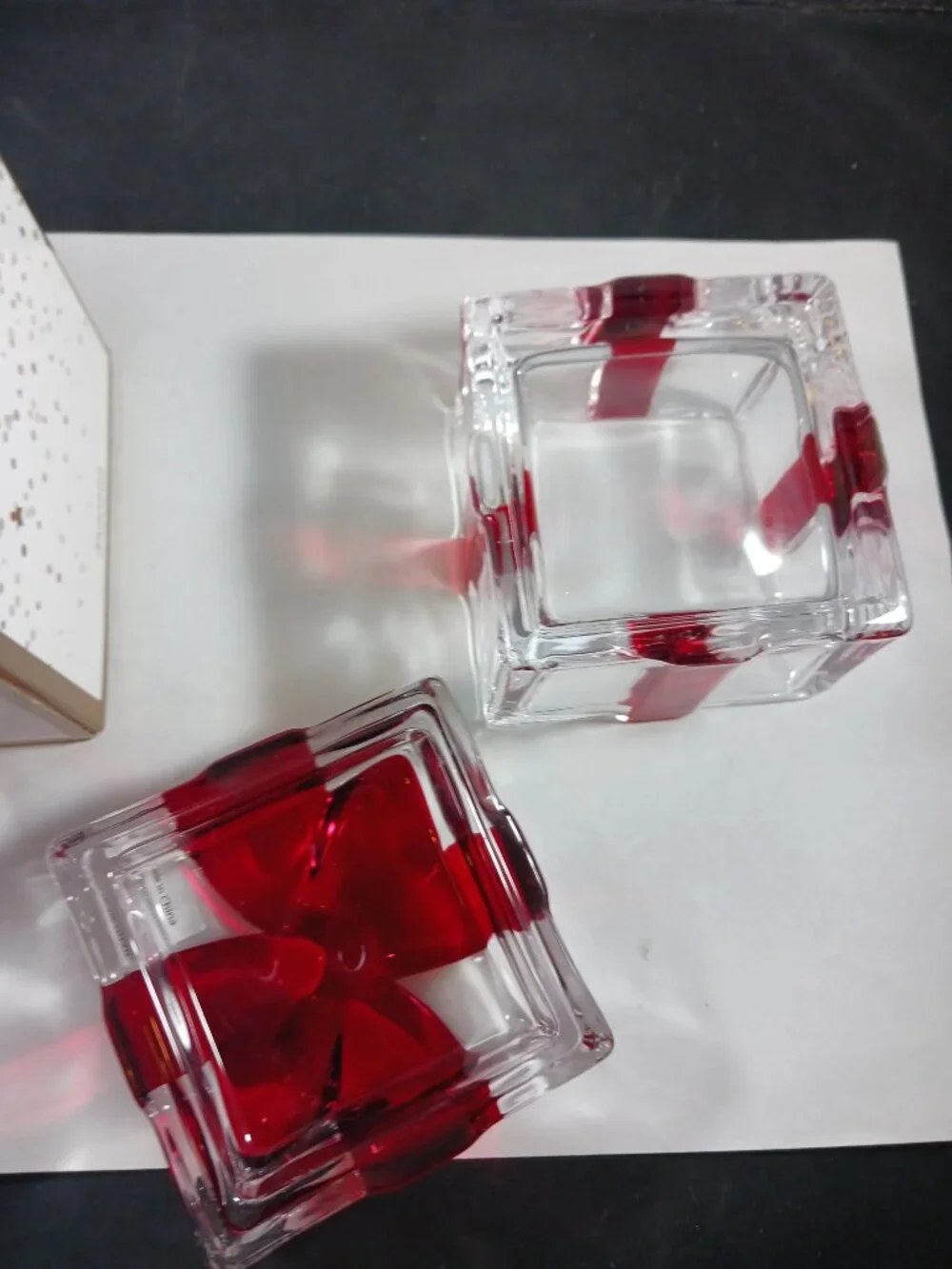 Godinger Gatherings Shannon Crystal Clear Red Bow Gift Box Jewelry Trinket Candy